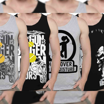 Men Printed Vest (Pack of 4) / Multicolor