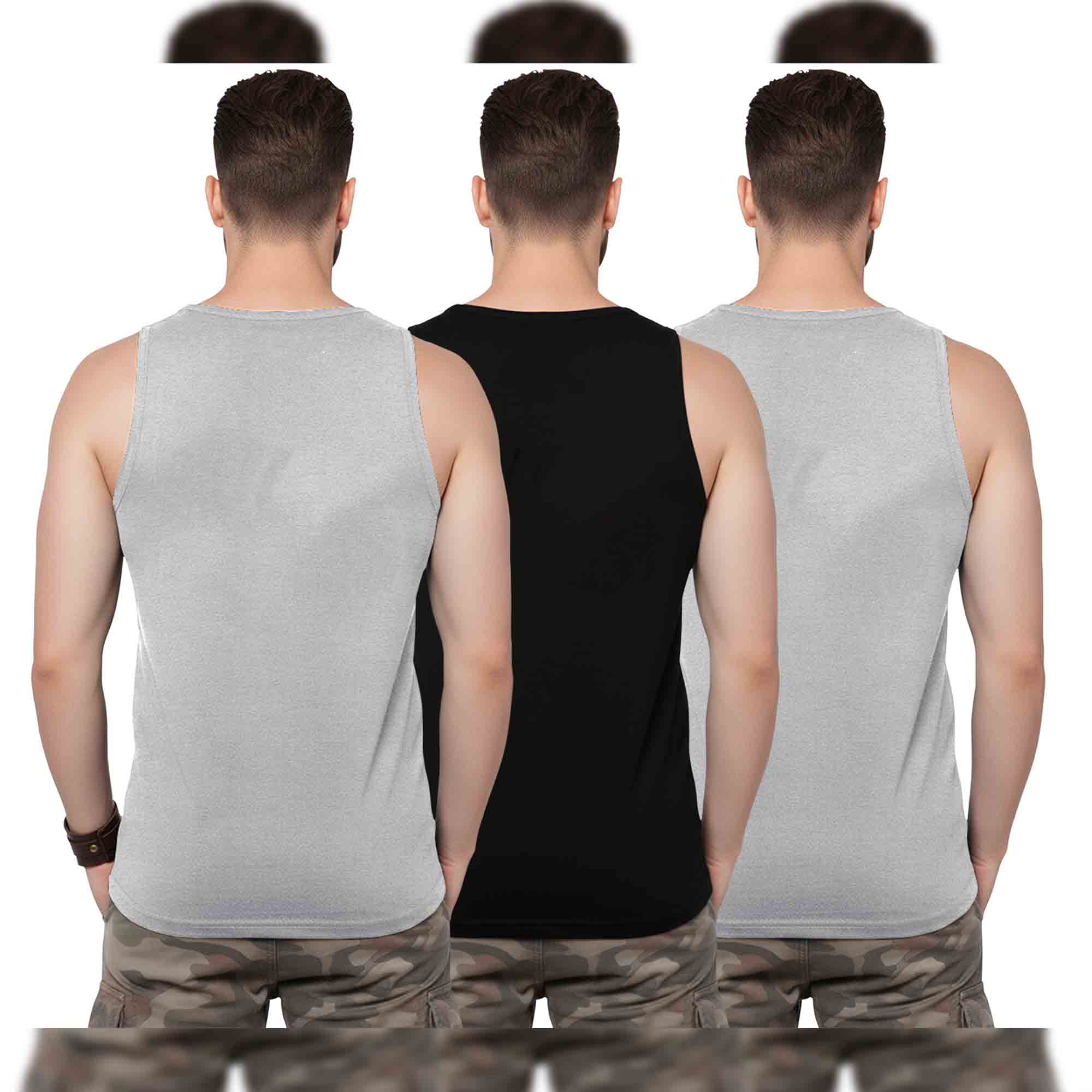 (Pack of 3) Mens Multicolor Printed Vests