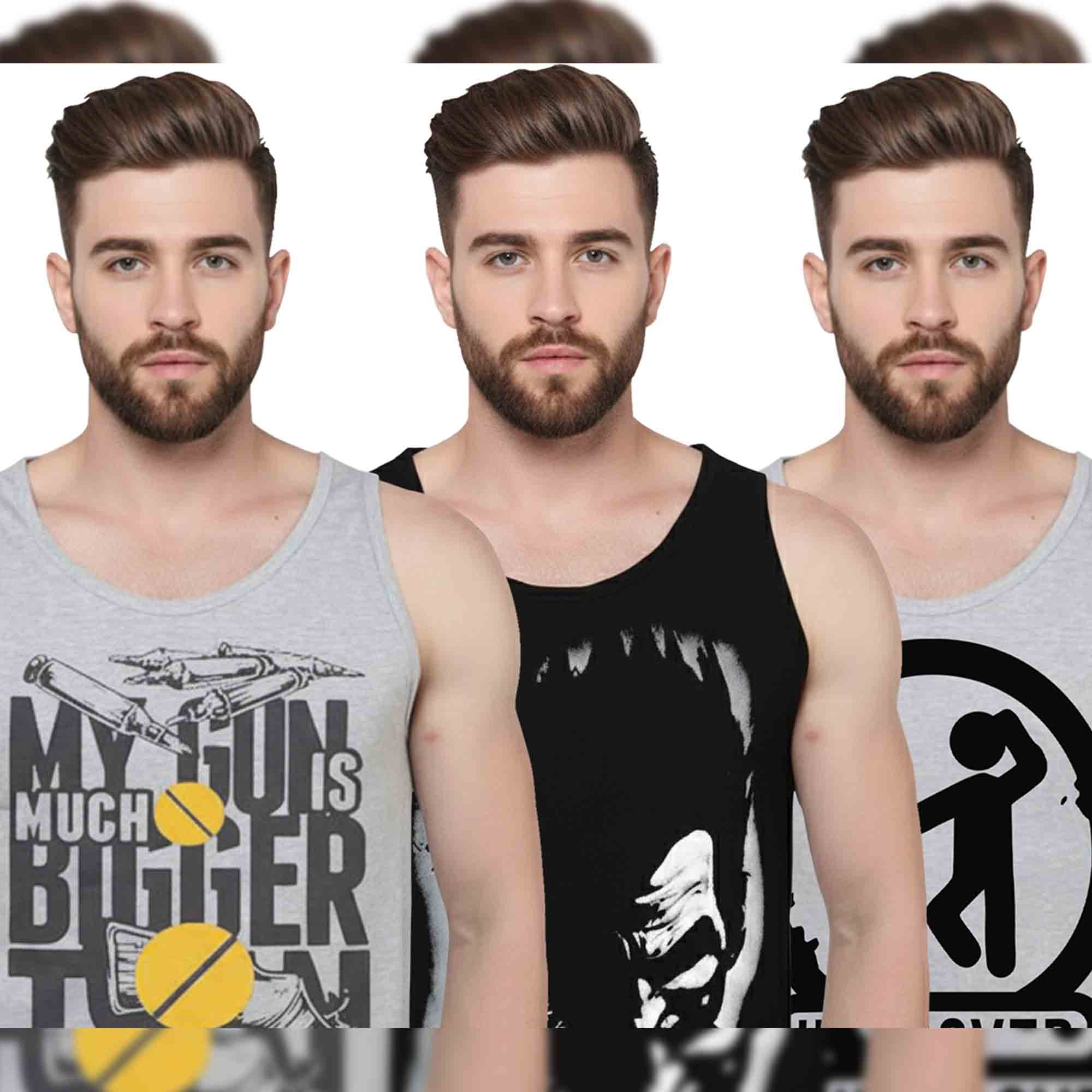 (Pack of 3) Mens Multicolor Printed Vests