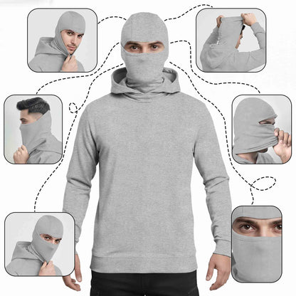 Men Solid Hooded Neck Cotton Blend Grey T-Shirt