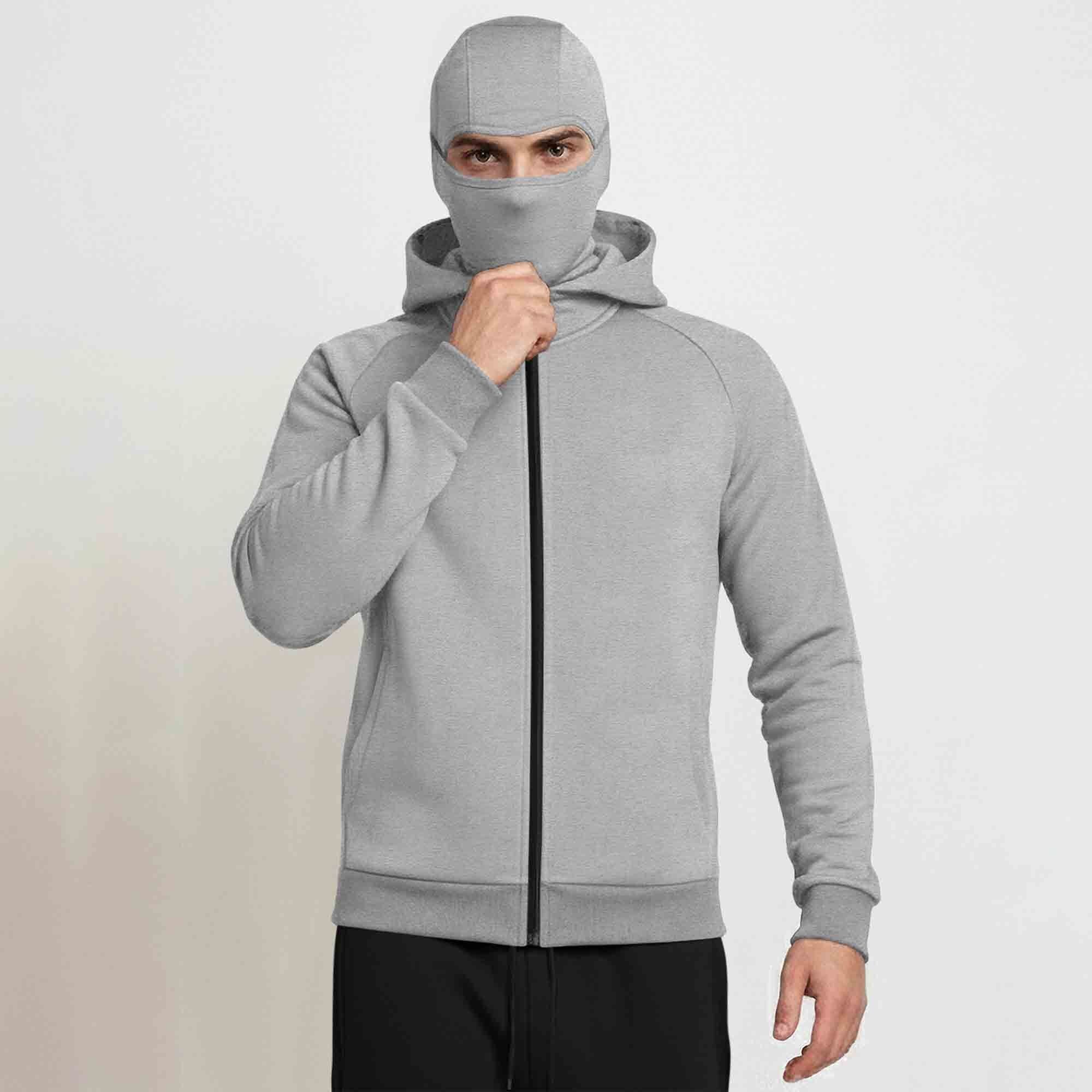 Tracksuit For Winter Mask Grey Jacket - Plain Black Cargo Pant