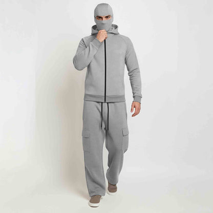 Tracksuit For Winter Mask Grey Jacket - Plain Grey Baggy Cargo