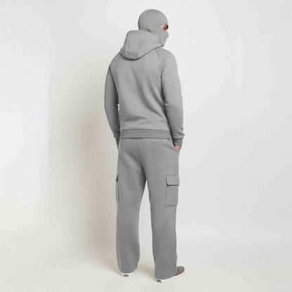 Tracksuit For Winter Mask Grey Jacket - Plain Grey Baggy Cargo