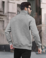 Men Grey Henley Neck casual jacket