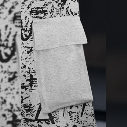 Men All Over Printed Multi Pockets Grey Cargo Jogger