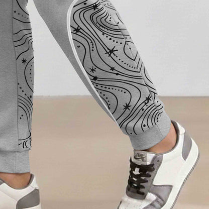 Men's Ankle Deisgn Printed Grey Jogger Track Pant