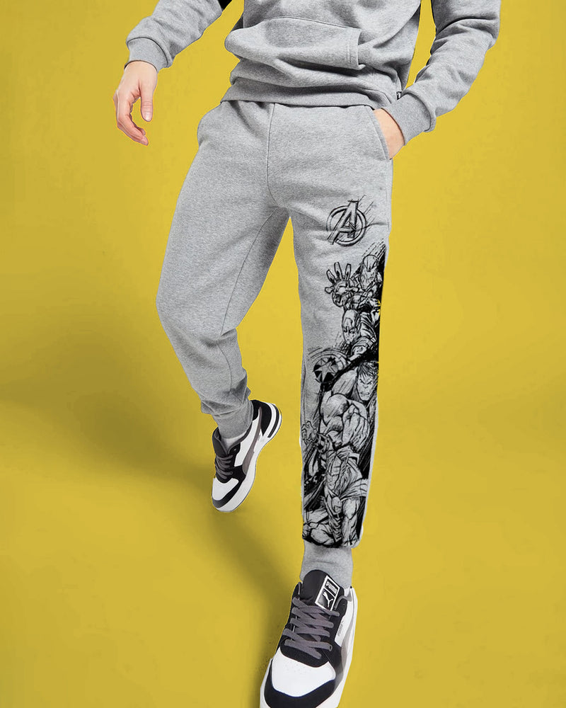 Mens Printed Cuffed Jogger / Grey