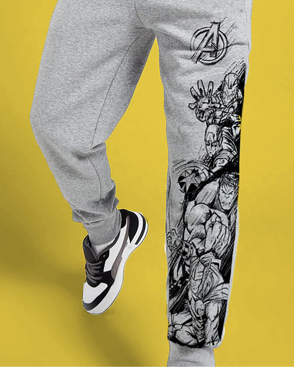 Mens Printed Cuffed Jogger / Grey