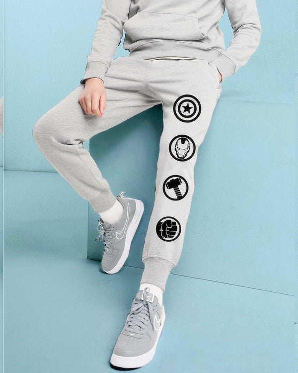 Mens Printed Cuffed Jogger / Grey