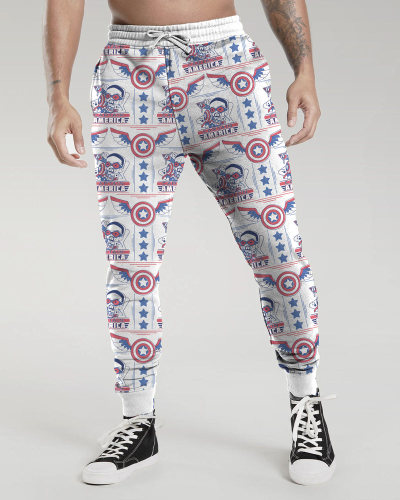 Mens Printed Cuffed Jogger / Light Grey