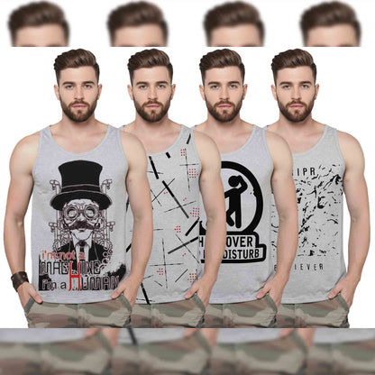 Men Printed Vest (Pack of 4) / Multicolor