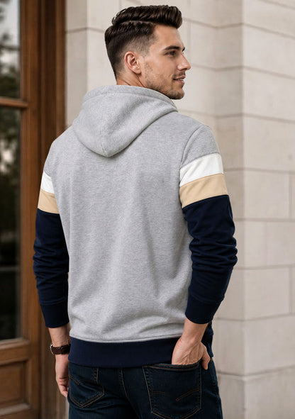 Mens Multicolor Striped Pattern Winter Hooded Jacket