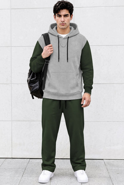 Tracksuit Men Hooded Sweatshirt & Loose Fit Plain Trackpants