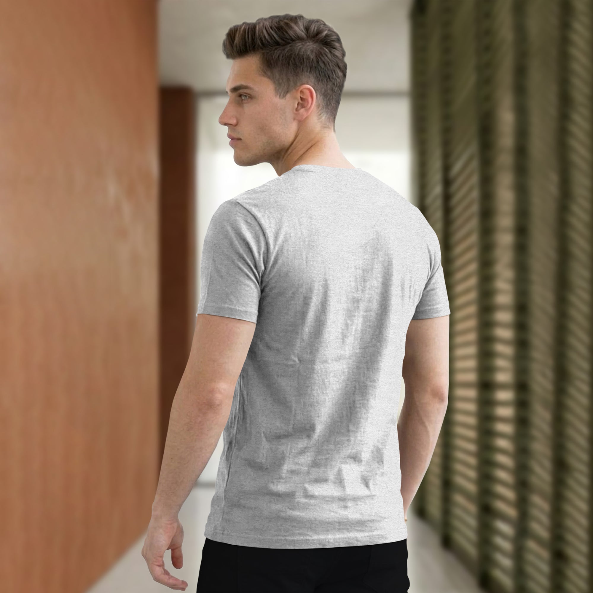 Men Half Sleeve Round Neck Plain Grey T-shirt