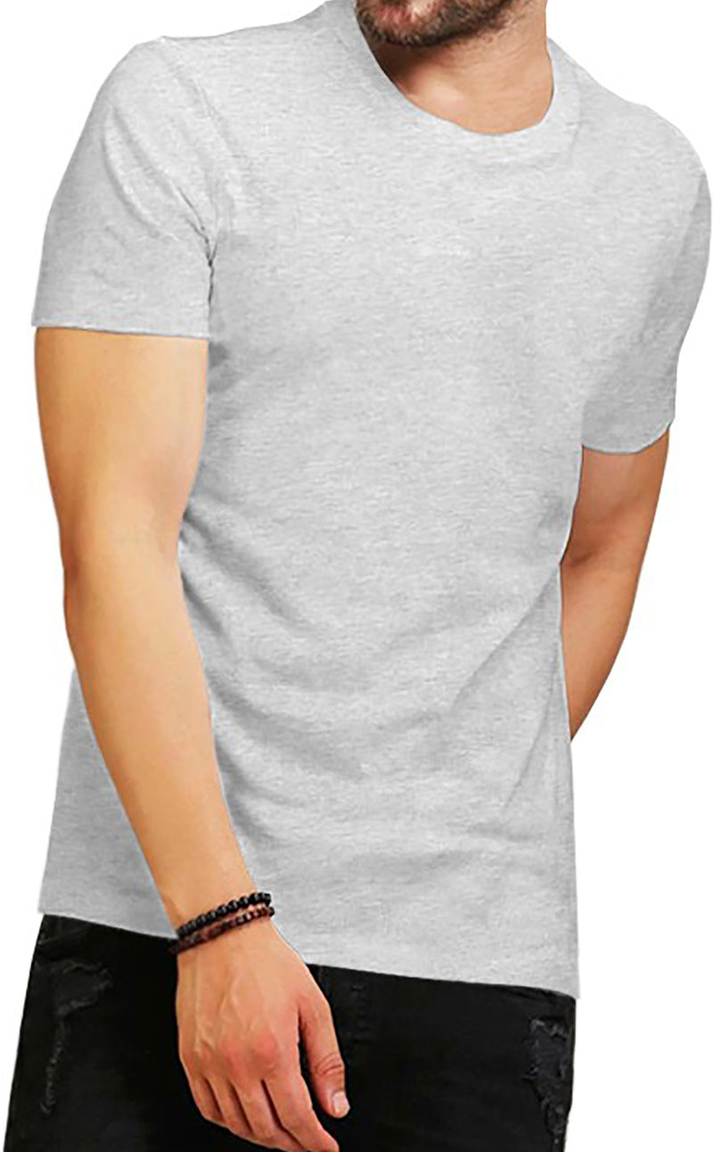 Men Solid Grey Half Sleeve Round Neck Plain T-Shirt