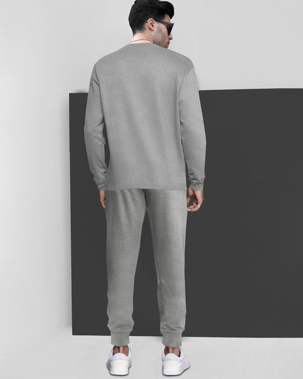 Mens Tracksuit - Round Neck Full Sleeve Grey T-shirt / Grey Trackpant