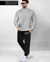 Winter Tracksuit - Grey Sweatshirt & Black Track Pant