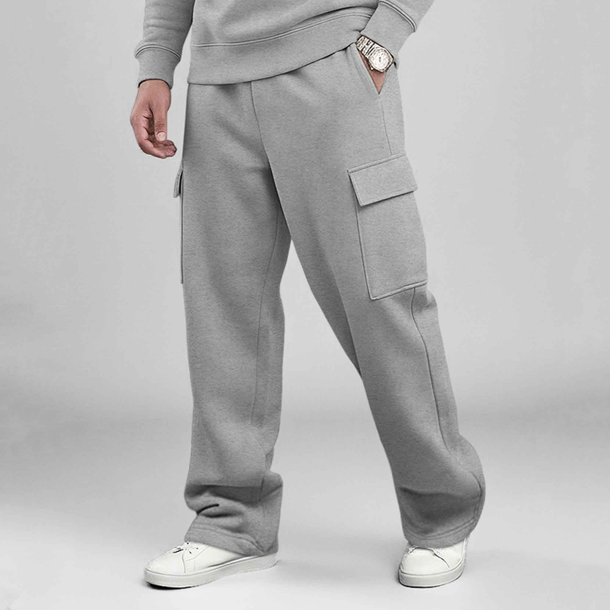 Grey Round Neck Sweatshirt and Grey Baggy Cargo Tracksuit S