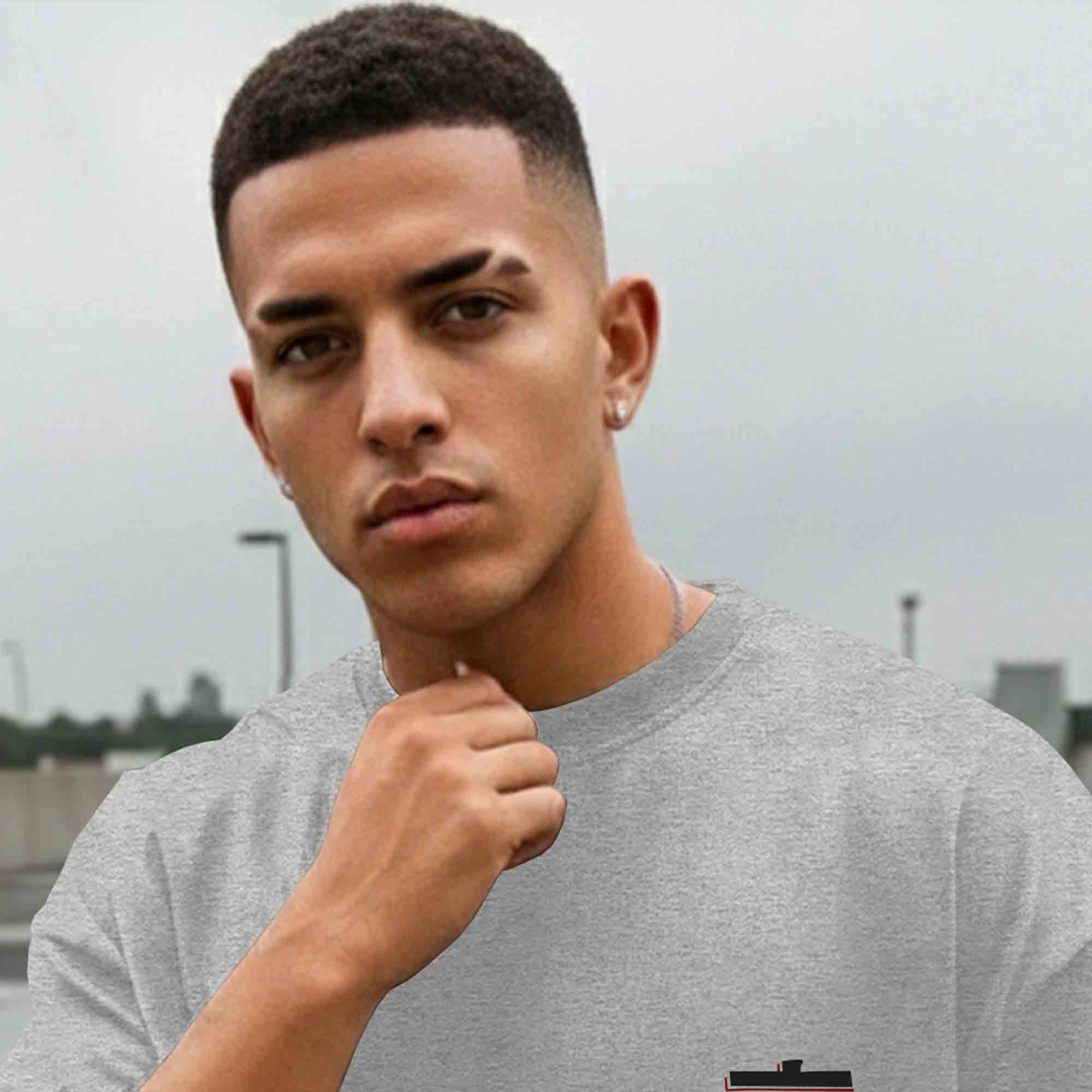 Men Back Printed Oversized Tshirt Grey