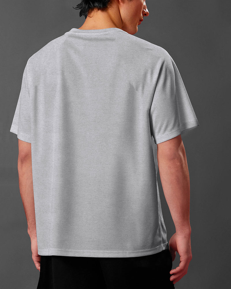 Mens Round Neck Solid Over Size T-shirt /Grey