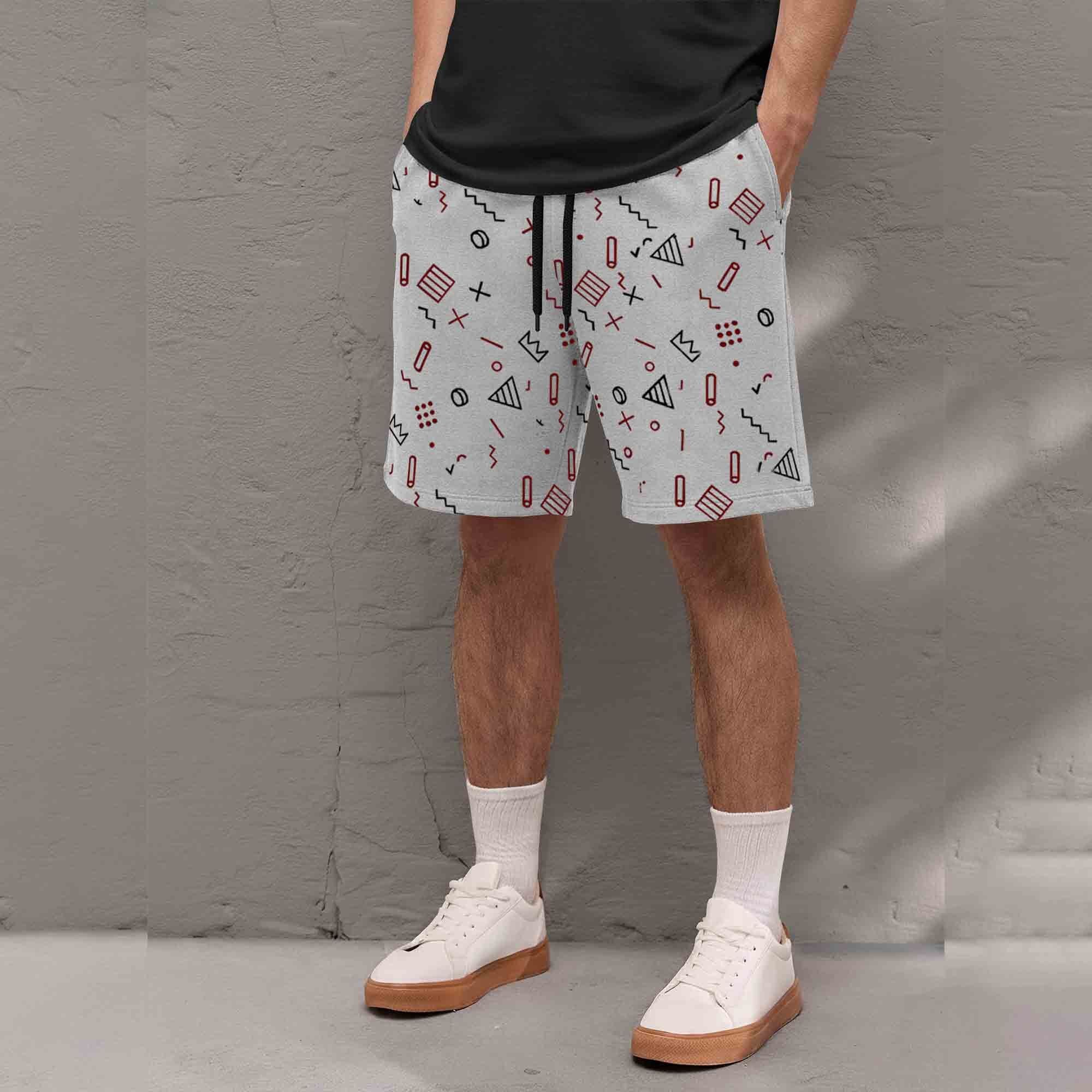 Men Grey Design Printed Shorts