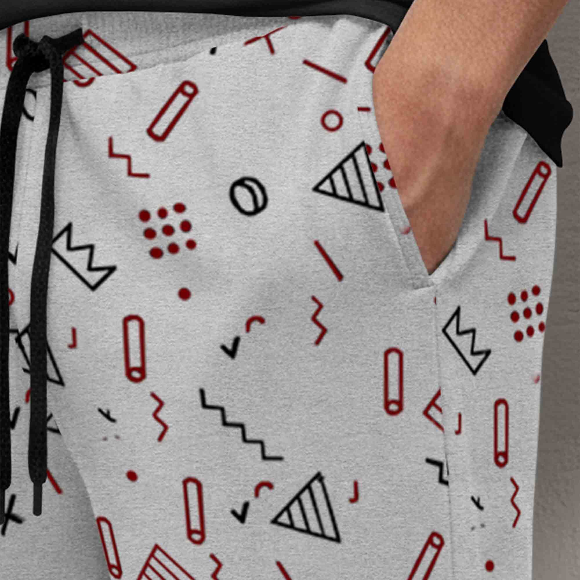 Men Grey Design Printed Shorts