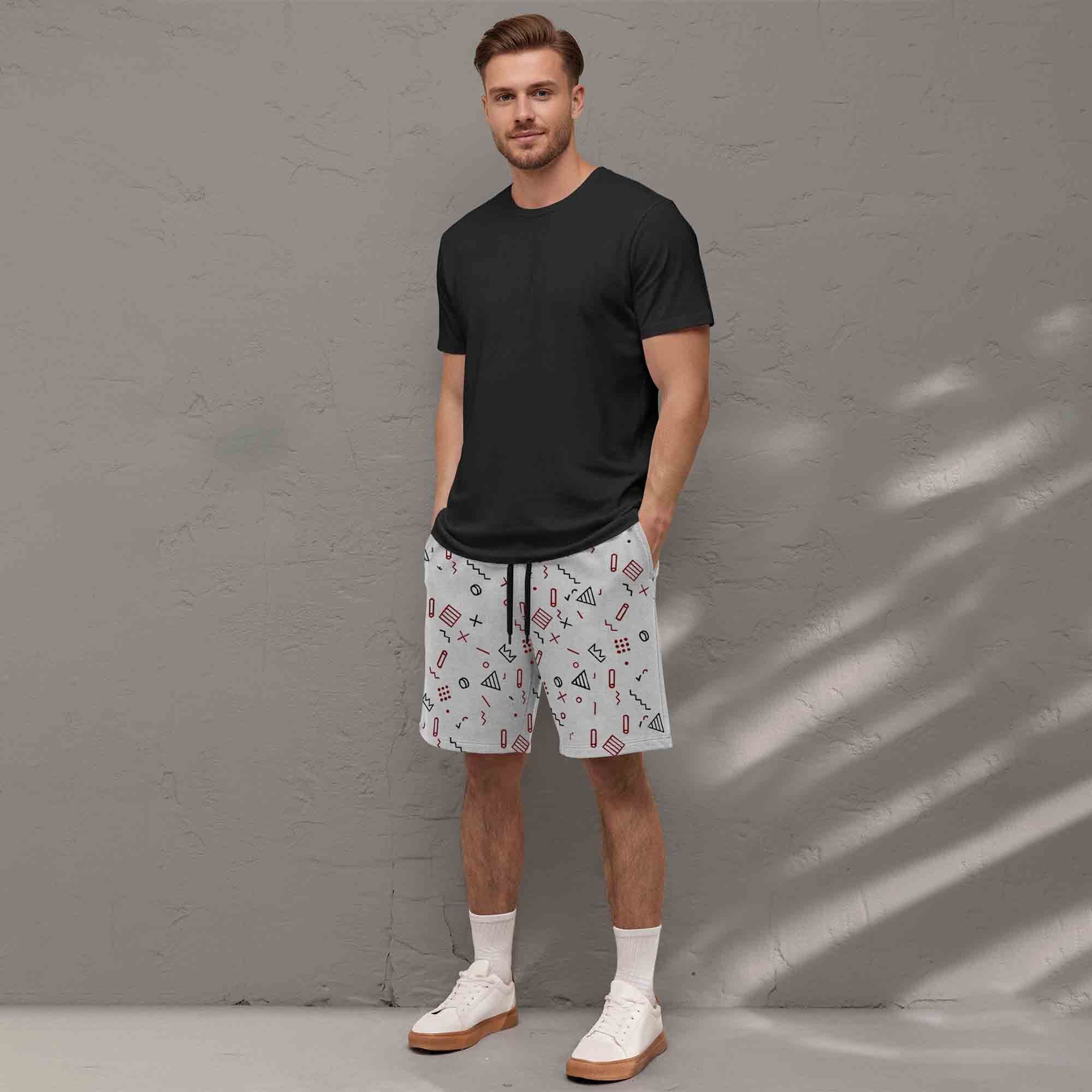 Men Grey Design Printed Shorts