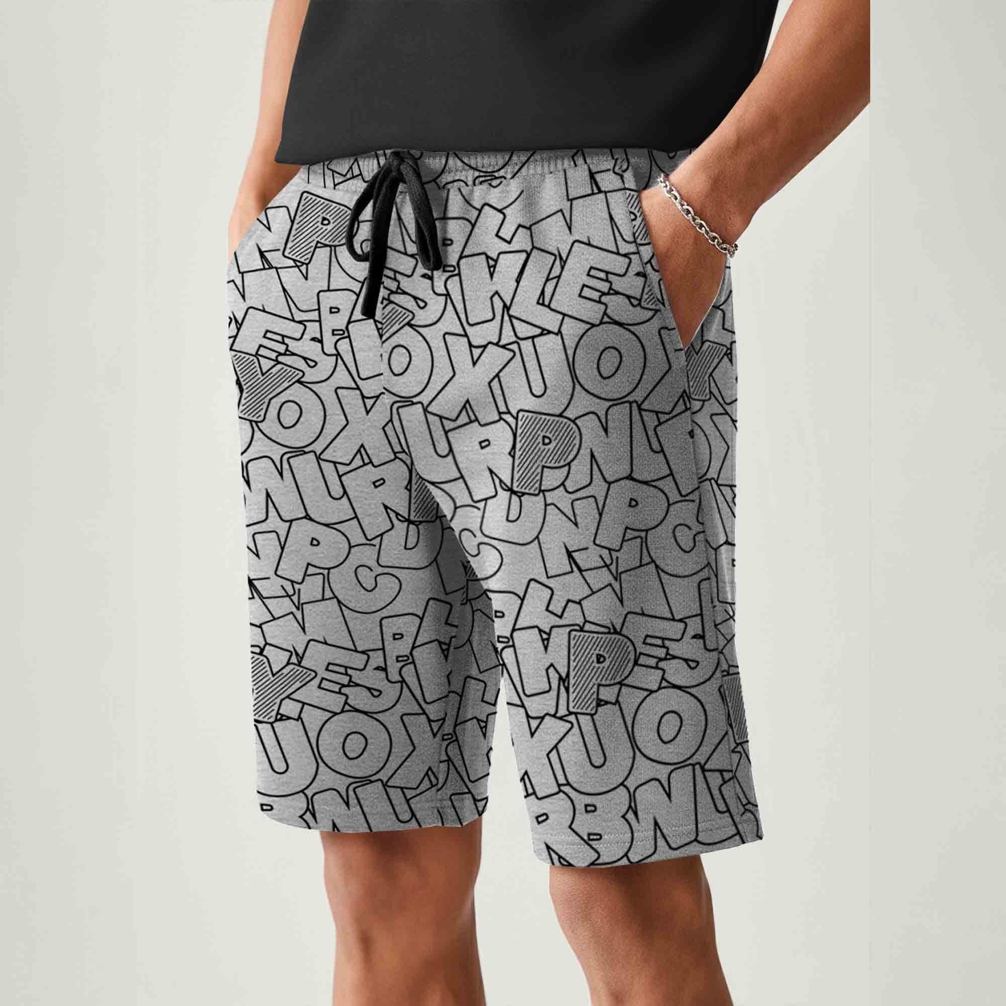 Men All Over Printed Short Grey
