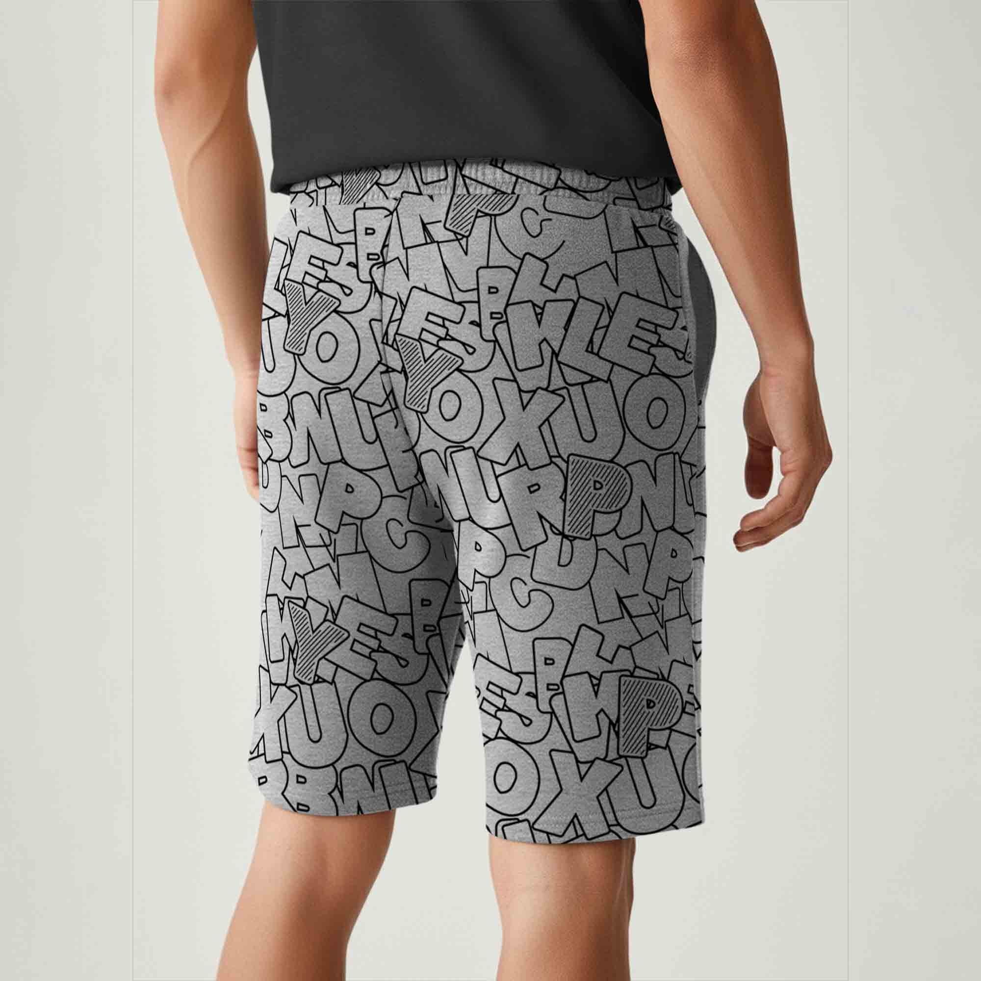 Men All Over Printed Short Grey