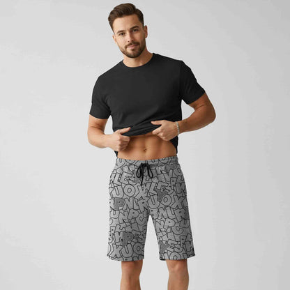 Men All Over Printed Short Grey