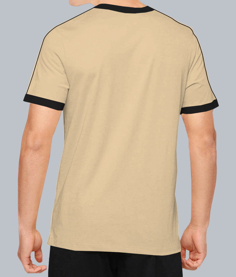 Boys Zip Beige Black Contrast T-shirt