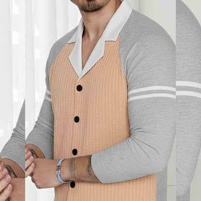 Mens Regular Fit Dual Color Beige Casual Shirt Full Sleeve