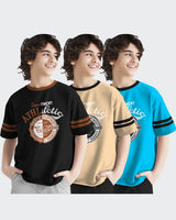 Kids T-Shirt COMBO 3 | Black-Beige-Skyblue Oversized T-shirts