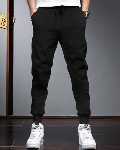 (Pack Of 2) Mens Plain Black Tarackpants