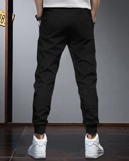 (Pack Of 2) Mens Plain Black Tarackpants