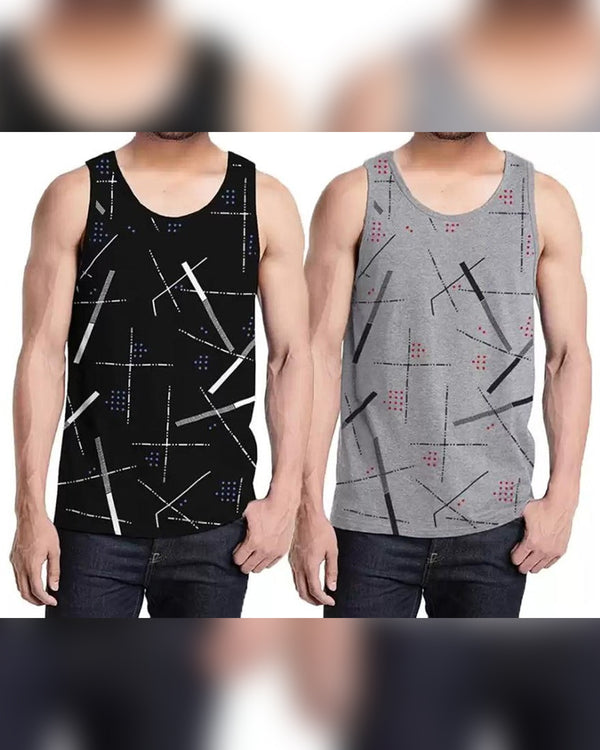 Men Vest Black Grey  (Pack of 2)