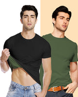 Olive Green & Black Half Sleeves Reversible T-Shirt ( Pack of 1 )