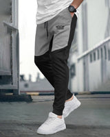 Men Colorblock Cotton Black / Grey Jogger TrackPant