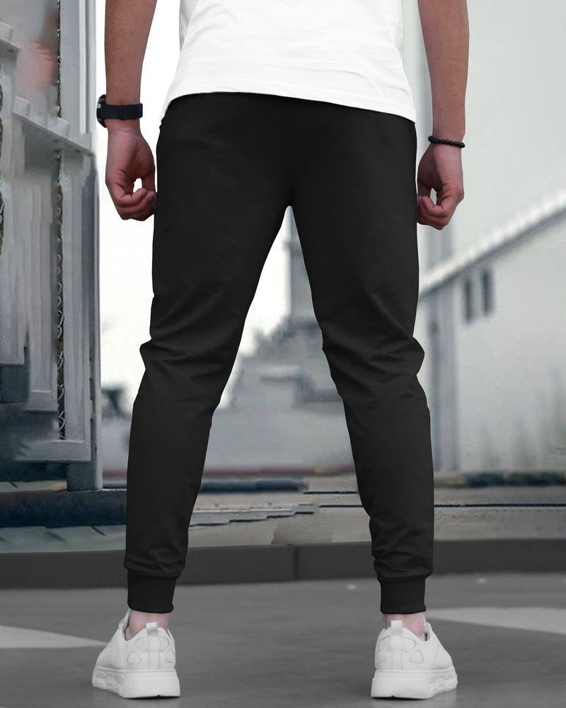 Men Colorblock Cotton Black / Grey Jogger TrackPant