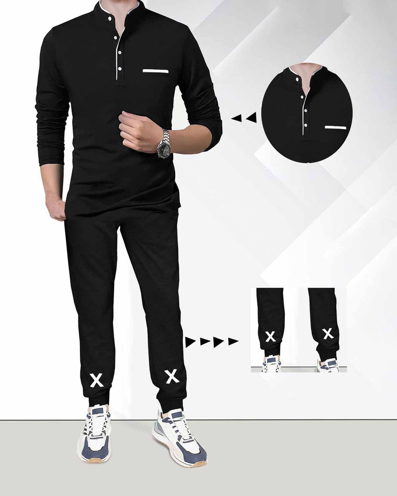 mens tracksuit full sleeve tshirt and black jogger