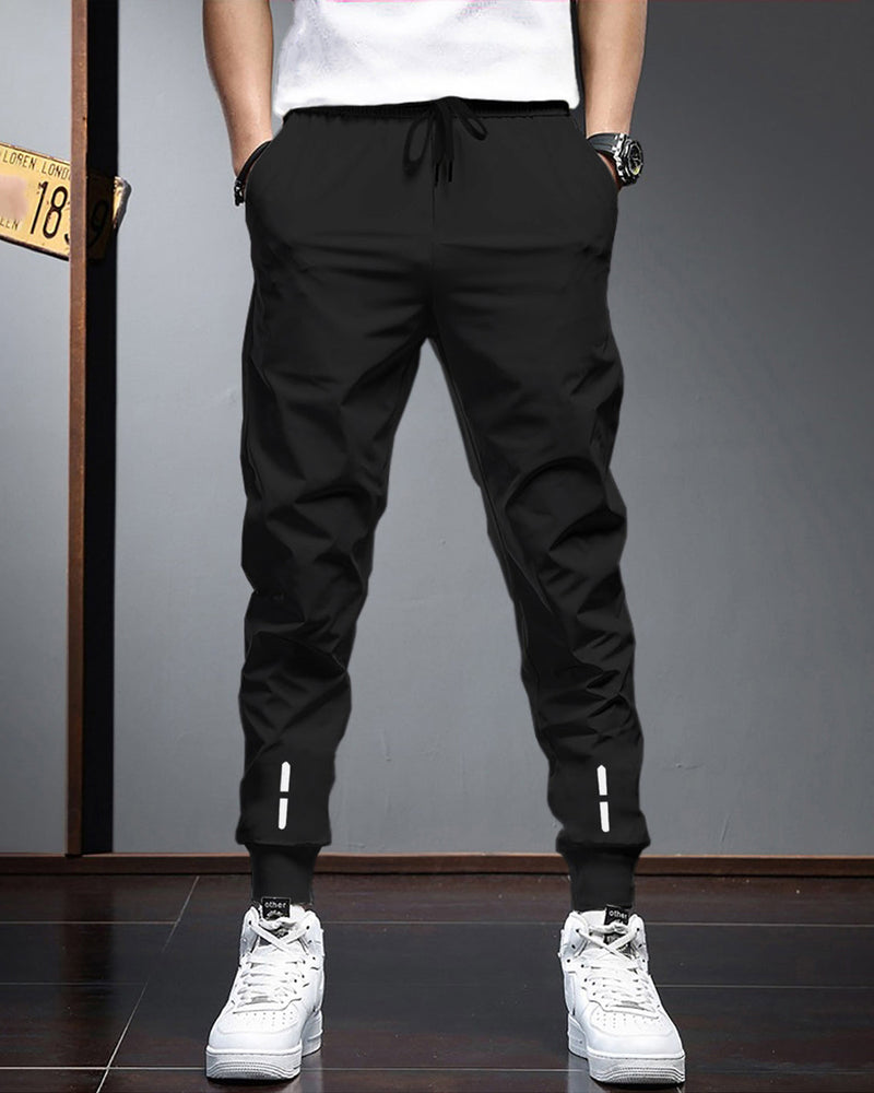 Men Solid Black Cuffed Ankles TrackPant Jogger