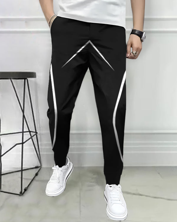 Mens Design Printed Black Trackpant
