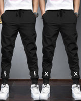 Men Sports Trackpants Combo | Solid Black (Pack of 2)