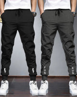 Men Sports Trackpants Combo | Black & Charcoal Black (Pack of 2)