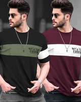 Pack of 2 Men Printed Round Neck Multicolor T-Shirt