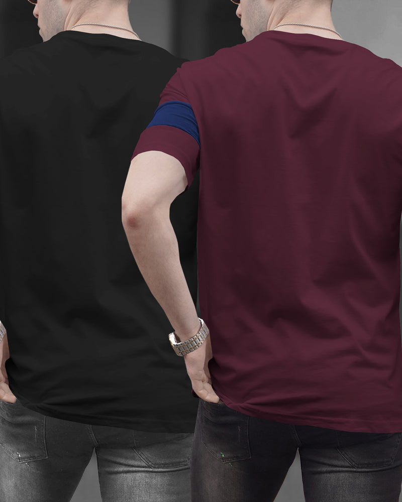 Pack of 2 Men Printed Round Neck Multicolor T-Shirt