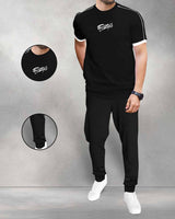 mens tracksuit black t-shirt and black jogger