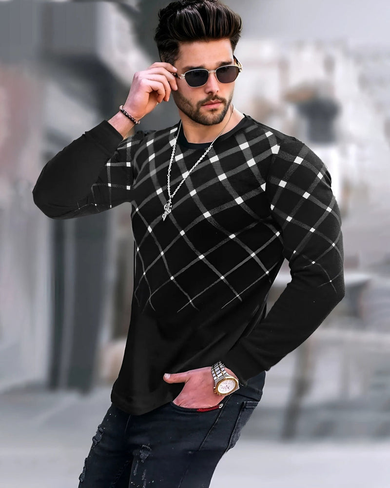 Men Printed Round Neck Cotton Blend Black T-Shirt