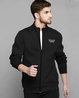 Mens Round Neck Black Winter Jacket / Baige Printed Trackpant