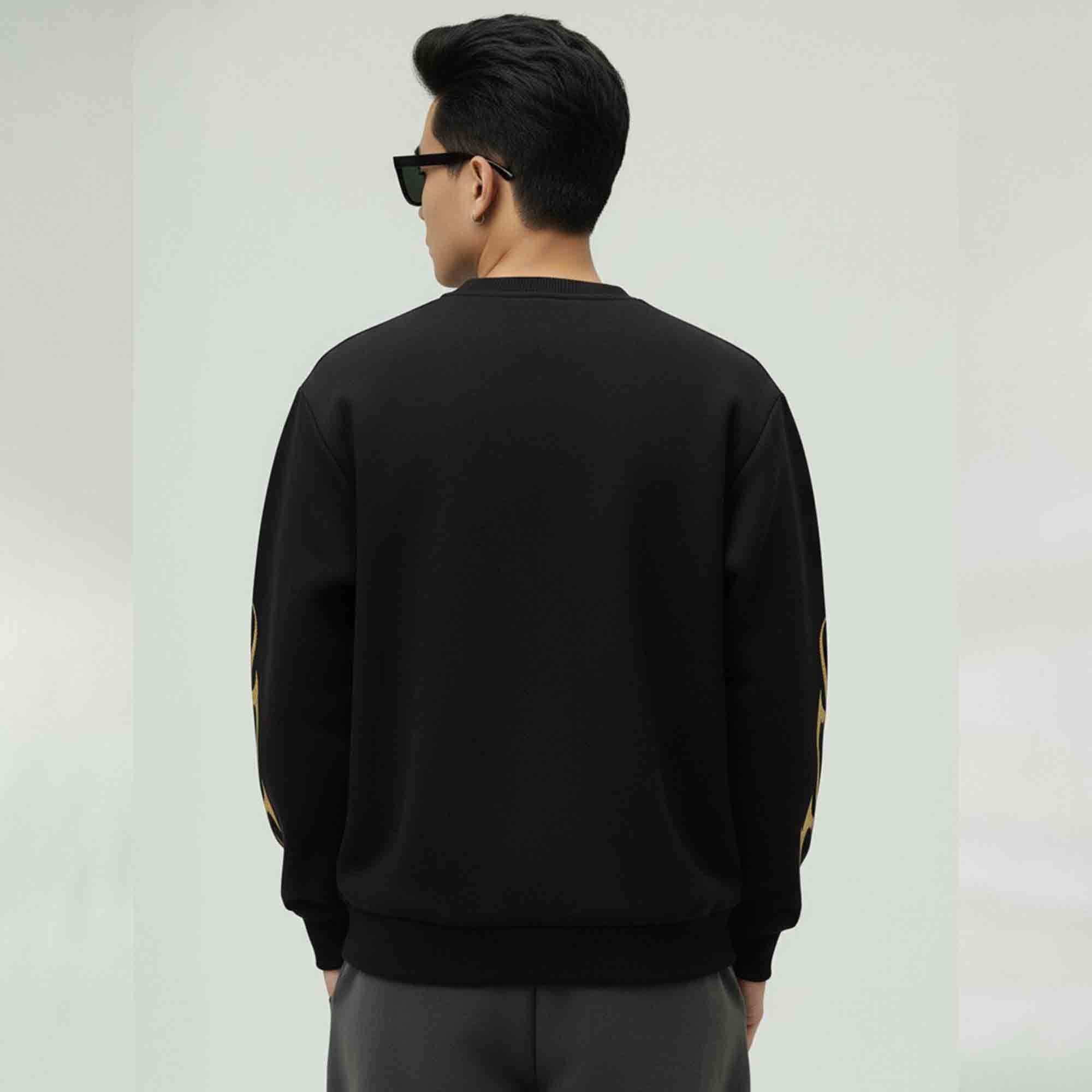 Men’s Full Sleeve Black Sweatshirt with Designer Print